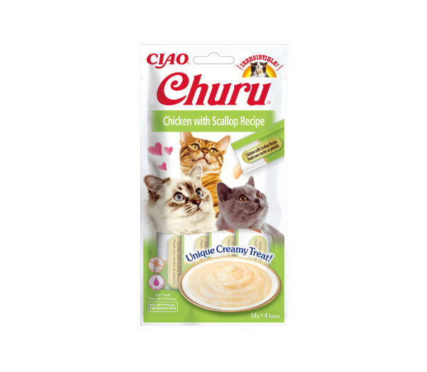 Churu Chicken Scallop skanėstas katėms su vištiena ir šukutėmis 56 g