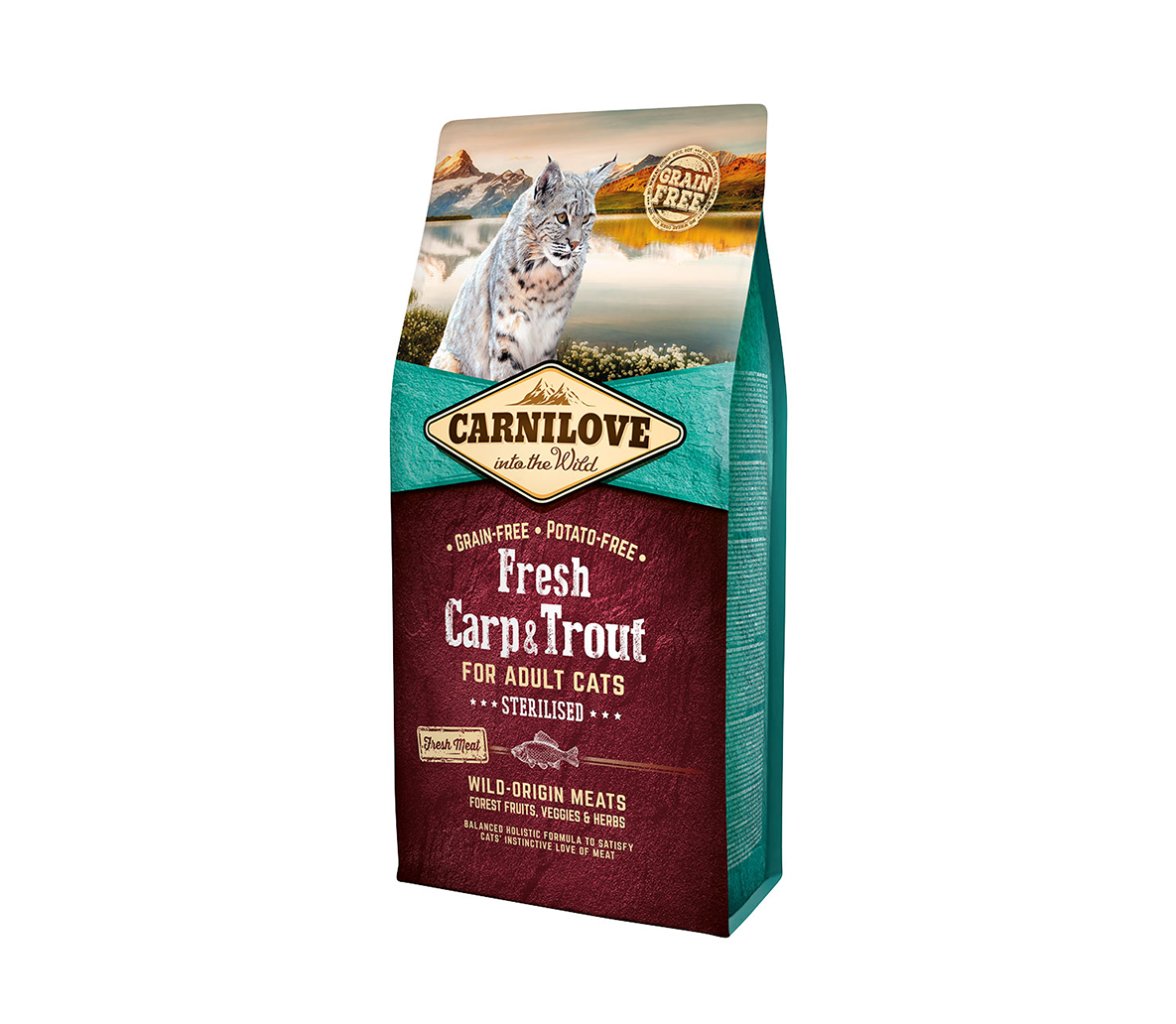 Carnilove Fresh Carp&Trout Sterilised for Adult sausas maistas katėms 400g. - 6kg. 2 kg