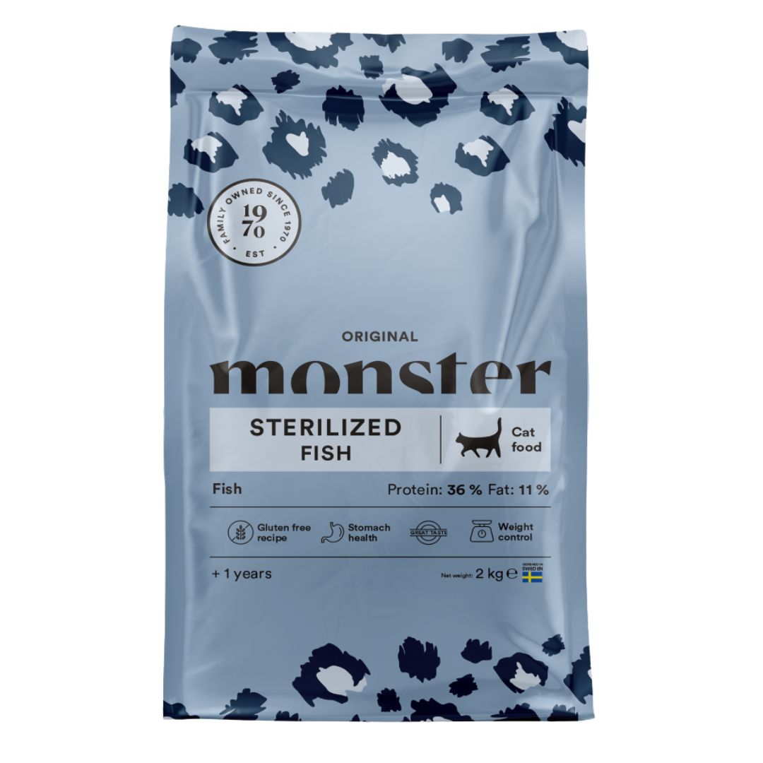 Monster Original Sterilized sausas maistas sterilizuotoms katėms su žuvimi