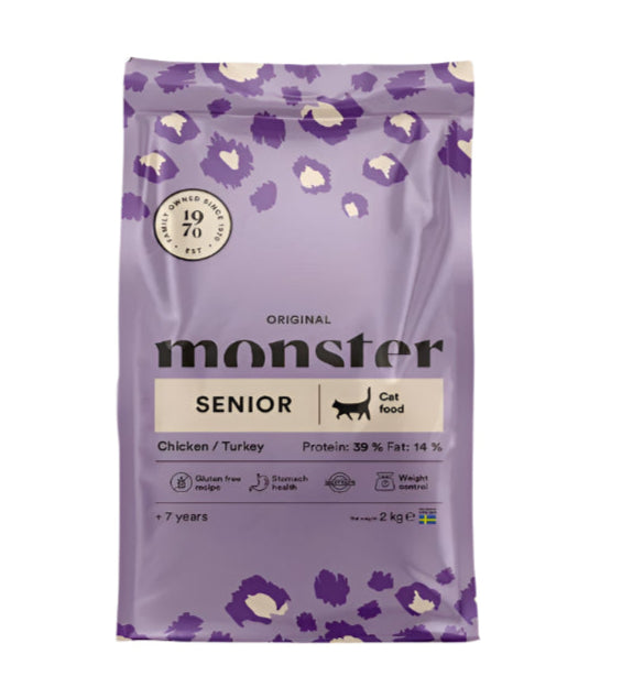Monster Original Senior sausas maistas katėms senjorėms su vištiena ir kalakutiena
