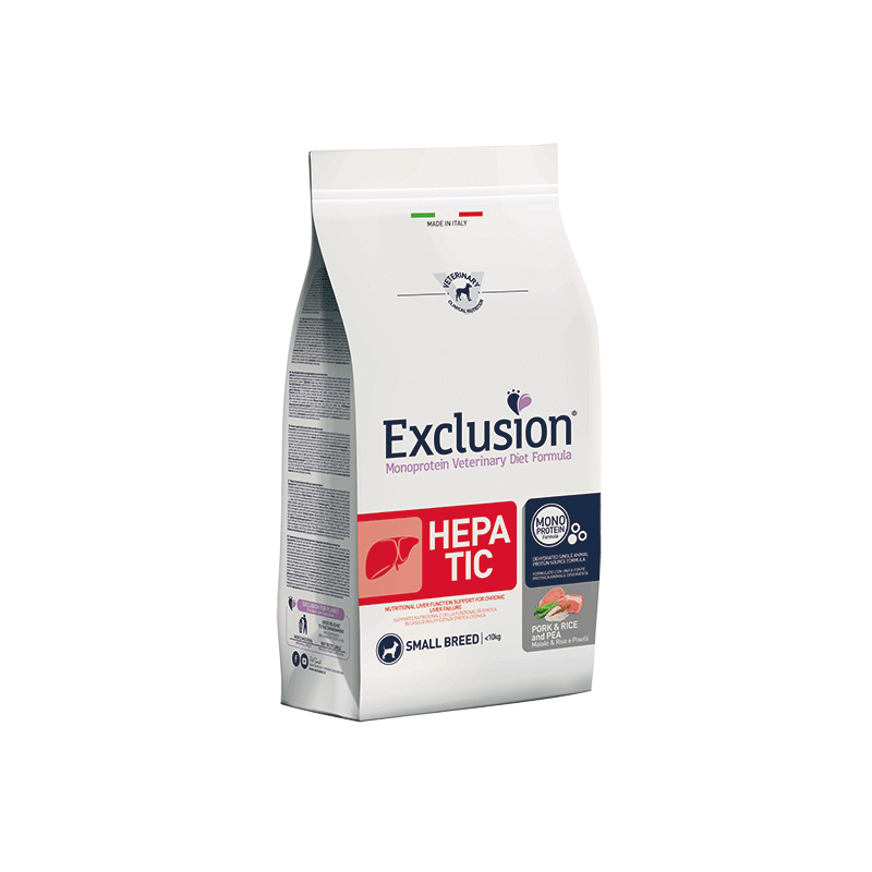 Exclusion Hepatic dietinis maistas su kiauliena mažų veislių šunims, 2 kg