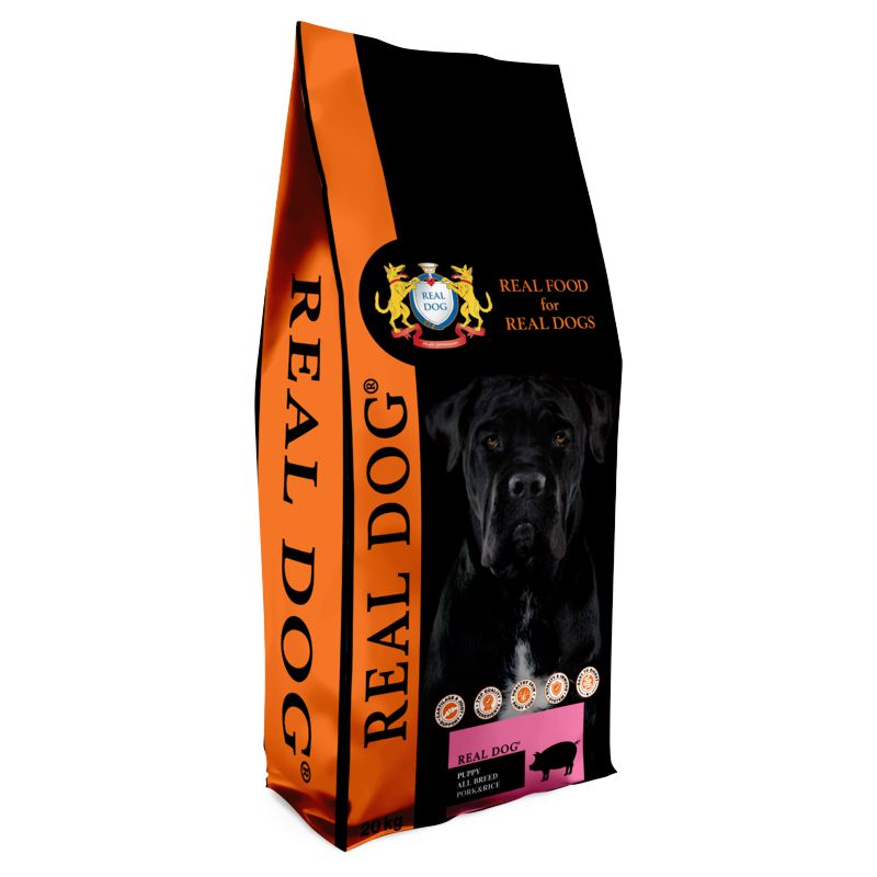 Real Dog Adult All Breeds Pork&Rice sausas pašaras suaugusiems šunims visų veislių, kiauliena, ryžiai; 20kg