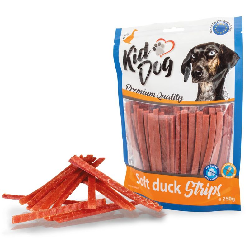 Kiddog Duck Strips minkštos antienos juostelės; 250g