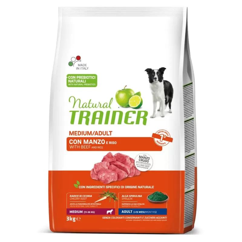 Trainer Natural Adult Medium Beef sausas pašaras suaugusiems šunims vidutinio dydžio veislų, jautiena; 12kg