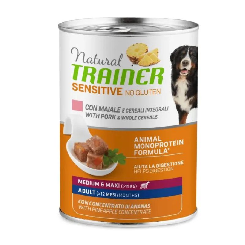 Trainer Sensitive no gluten Adult Dog Pork konservuotas pašaras suaugusiems šunims vidutinių ir didelių veislių, kiauliena; 400g