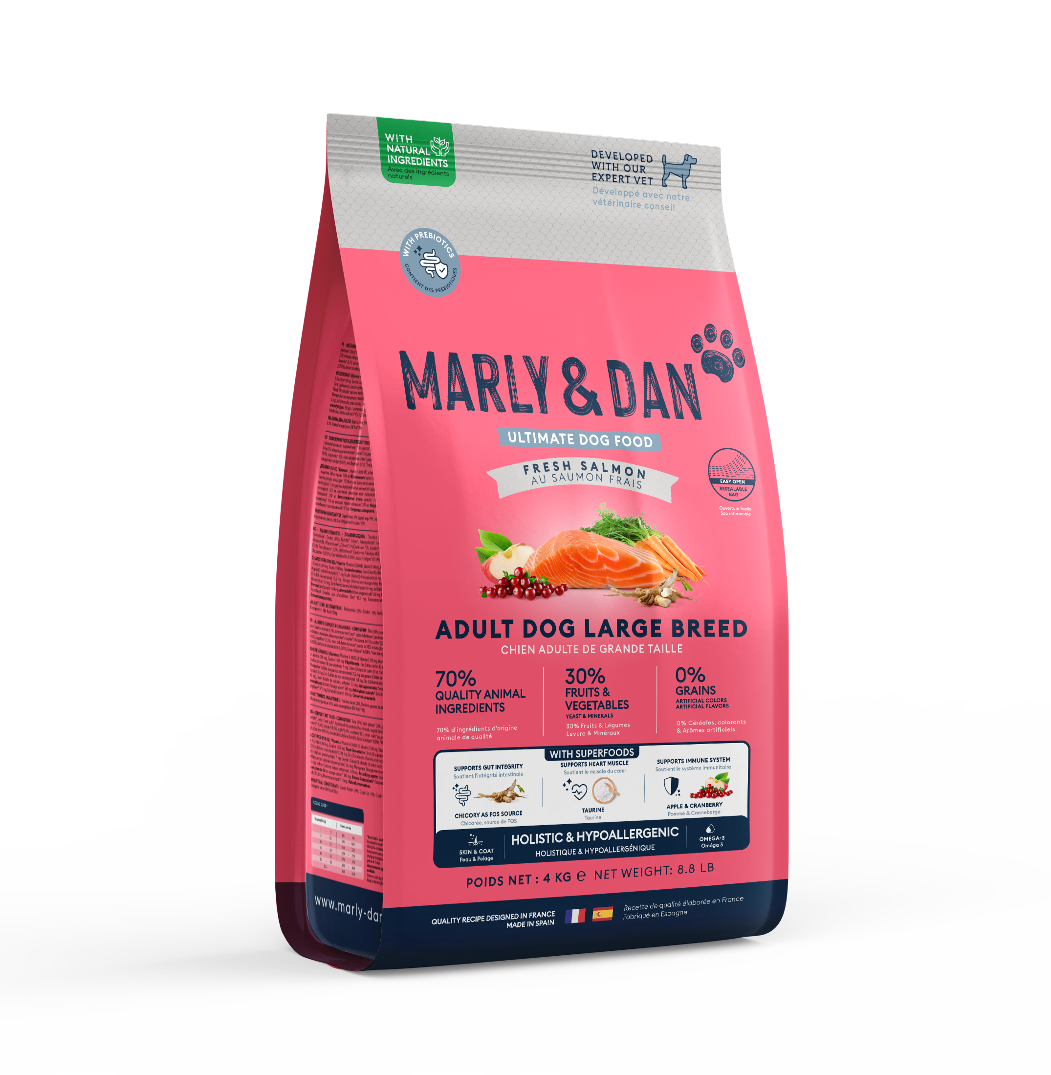 Marly & Dan sausas maistas didelių veislių suaugusiems šunims su lašiša