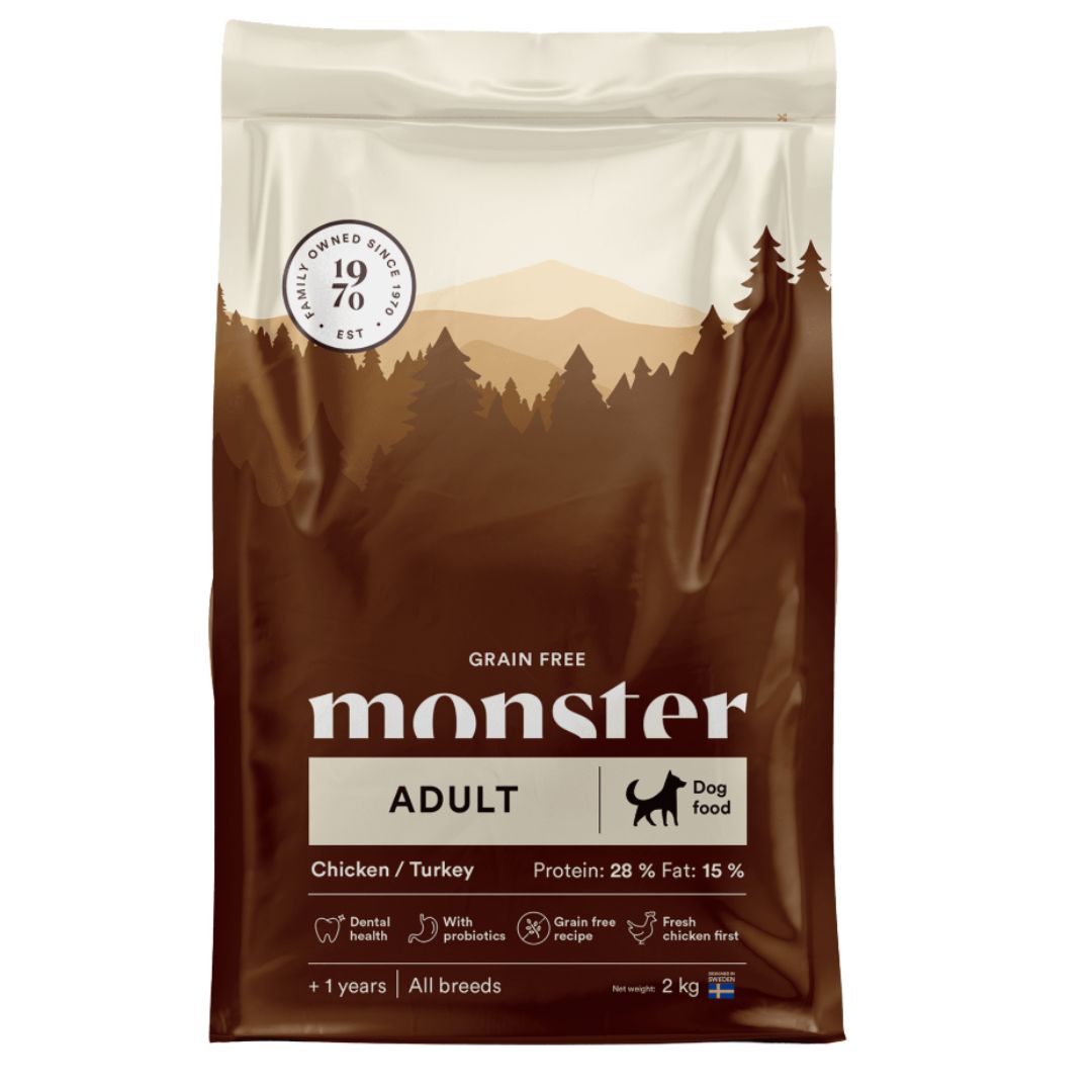 Monster Adult begrūdis sausas maistas šunims su vištiena ir kalakutiena
