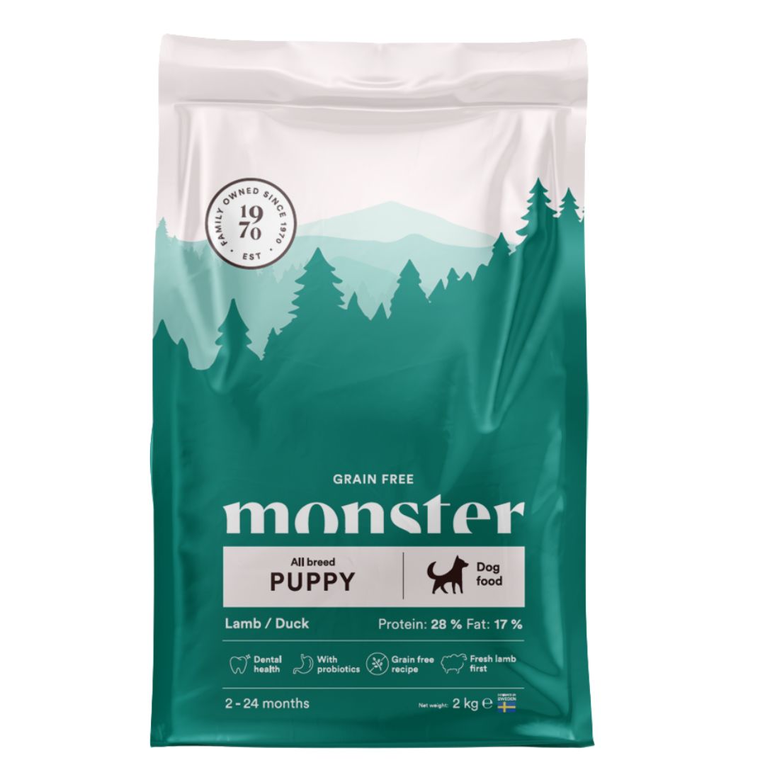 Monster Puppy All Breed begrūdis sausas maistas jauniems šuniukams su ėriena ir antiena