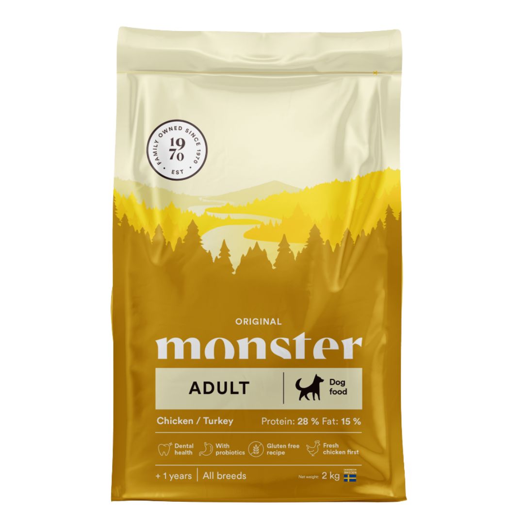 Monster Original Adult sausas maistas suaugusiems šunims su vištiena ir kalakutiena