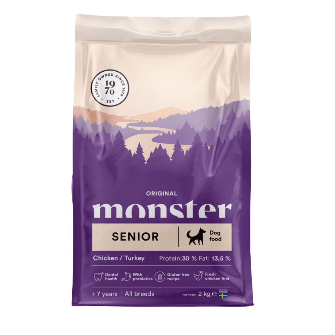 Monster Original Senior sausas maistas šunims senjorams su vištiena ir kalakutiena
