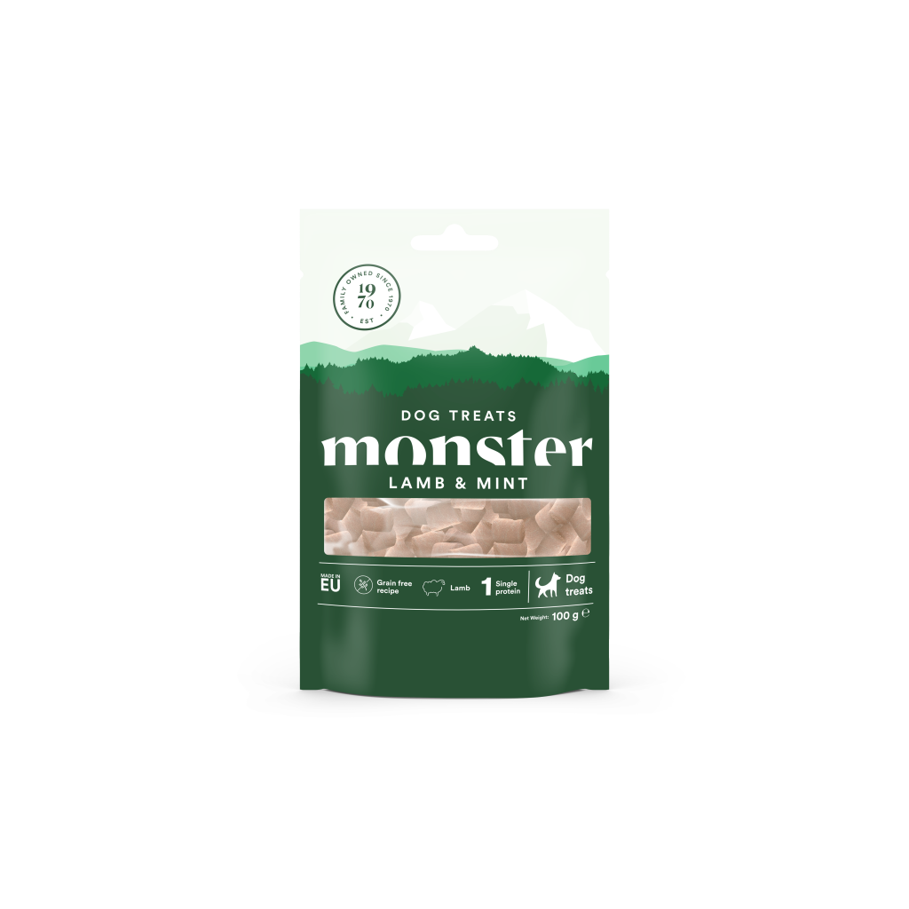 Skanėstai šunims su ėriena ir mėtomis Monster Dog Treats