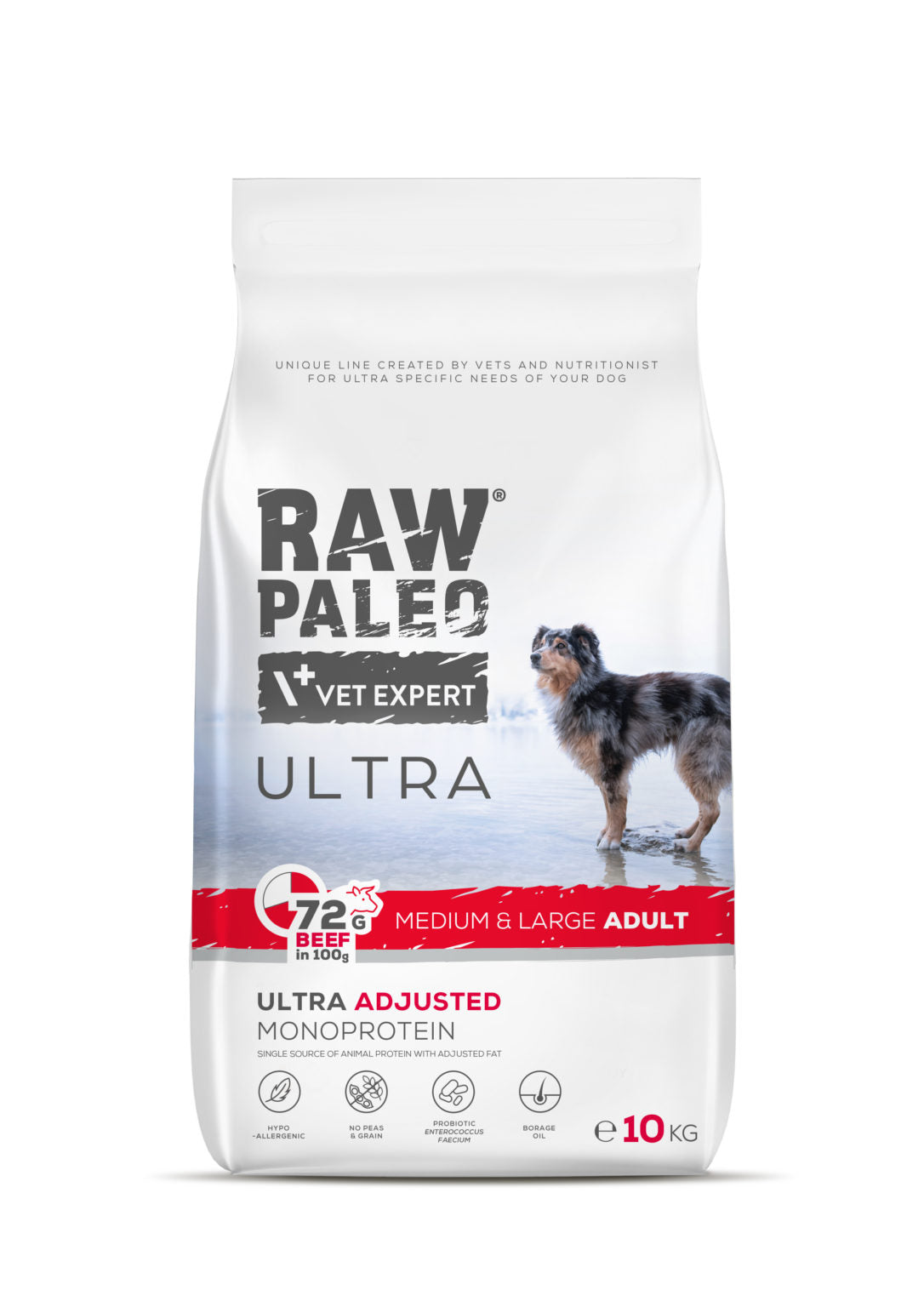 Raw Paleo Ultra sausas maistas vidutinių ir didelių veislių šunims su jautiena