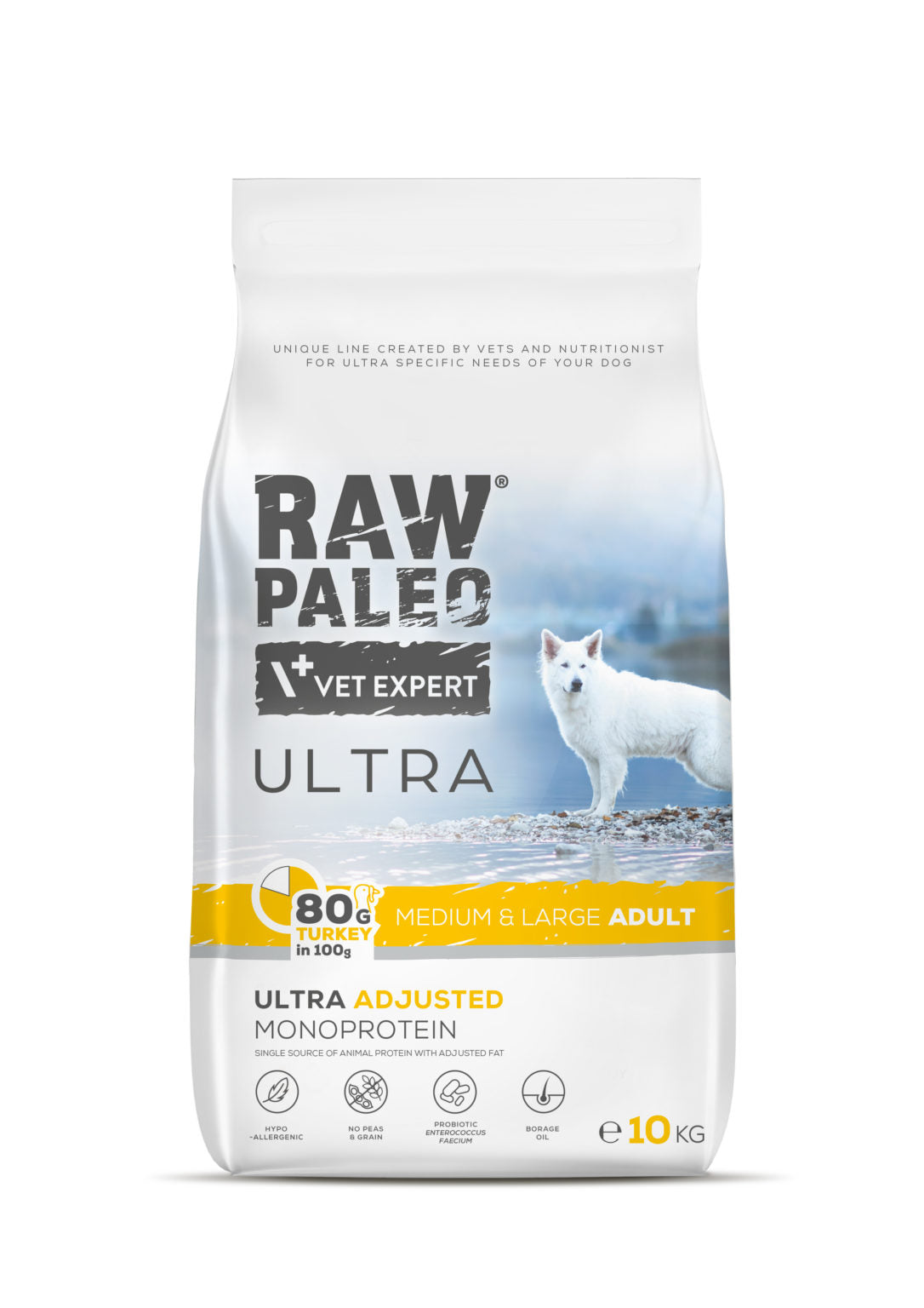 Raw Paleo Ultra sausas maistas vidutinių ir didelių veislių šunims su kalakutiena