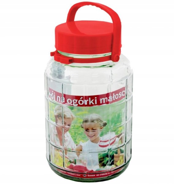Stiklainis su plastikiniu dangčiu 5 l