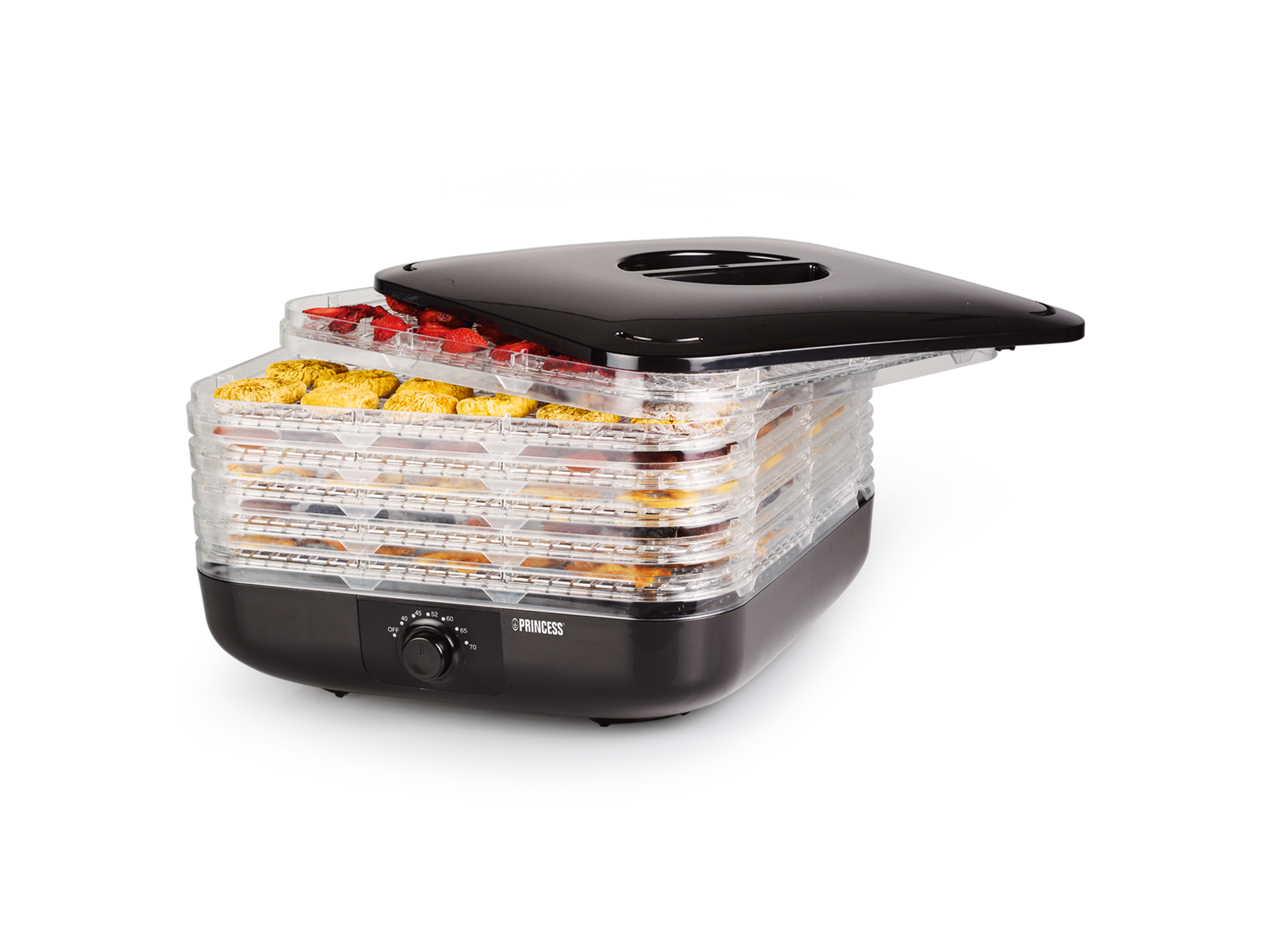 Vaisių džiovyklė Food Dehydrator Princess 112380 FD Black, 245 W, Number of trays 6, Temperature control