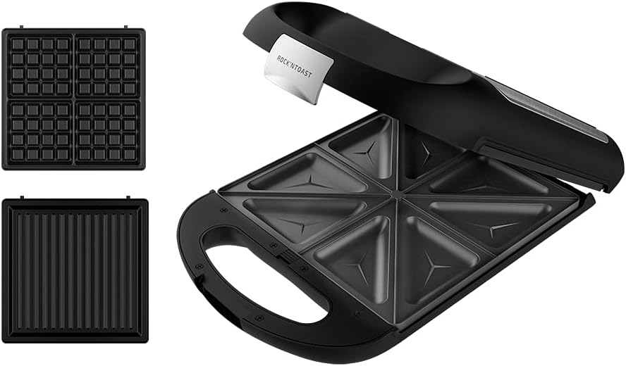 Sumuštinių keptuvė Cecotec Rock'nToast Family 3in1, 1500 W, 3 plokštės, juoda