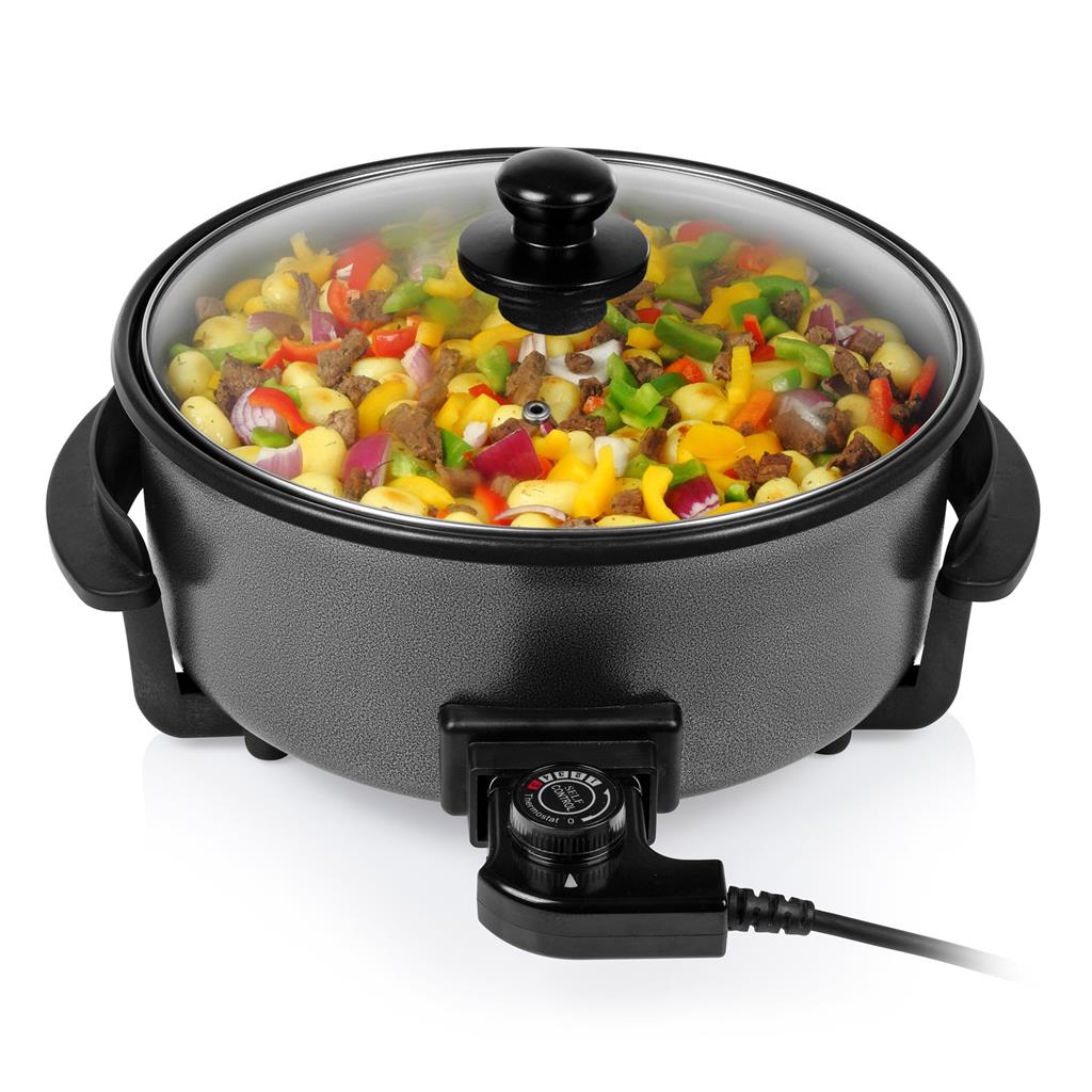Kepintuvas-troškintuvas Tristar Multifunctional grill pan XL PZ-9135 Grill, Diameter 30 cm, 1500 W, Lid included, Fixed handle, Black