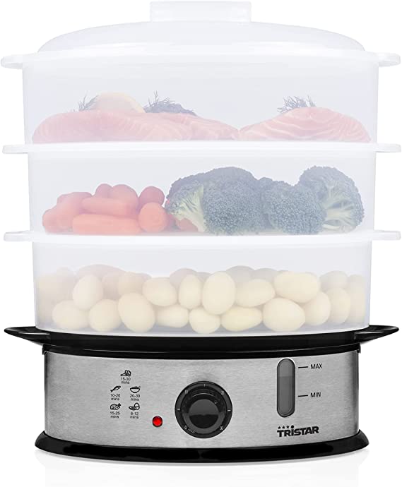 Garų puodas Tristar Food Steamer VS-3914 Silver, 1200 W, Capacity 11 L, Number of baskets 3