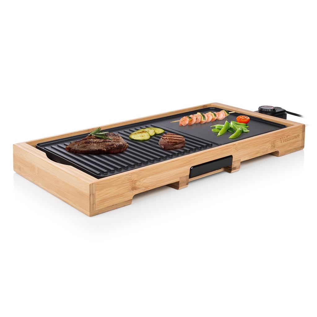 Elektrinis grilis Tristar Bamboo Grill XL TG2514B Table, 2200 W, Black