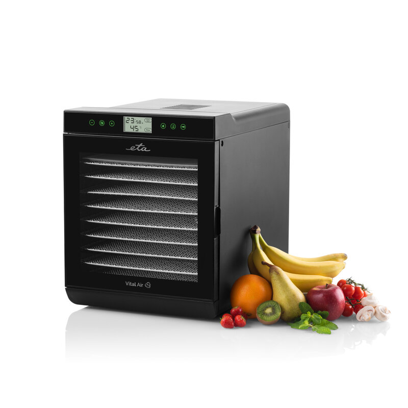 Vaisių džiovyklė ETA Fruit dryer Vital Air II ETA230290000	 Power 245 W, Number of trays 10, Temperature control, Integrated timer, Black