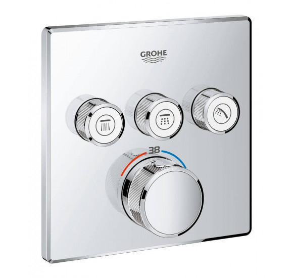 Grohe Grohtherm SmartControl potinkinis termostatinis maišytuvas 3 krypčių išbėgimas : Spalva - Poliruotas paviršius - juoda (blizgi)