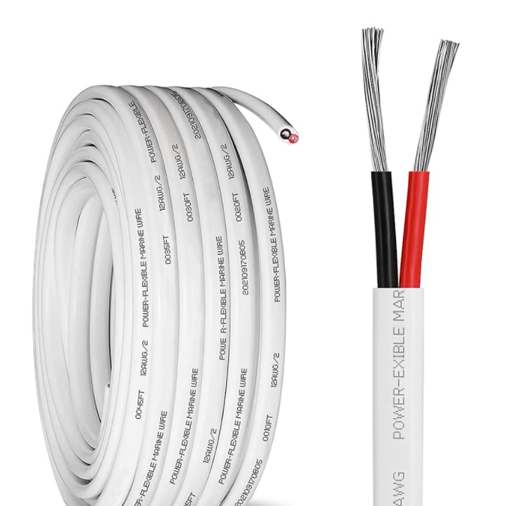 Kabelis PS-TECH-2 2x1.5mm, varinis+alavuotas (daugiagyslis, plokščias), baltas