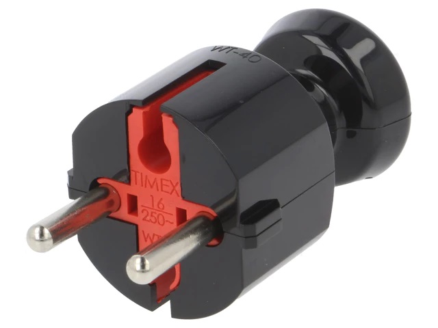 Kištukas Schuko kabelinis juodas 230V 16A