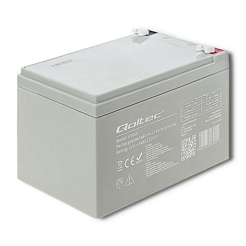 Qoltec 53045 AGM battery  12V  14Ah  max. 210A