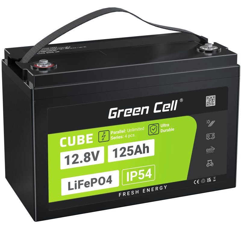 Green Cell Žalias Cell CUBE LiFePO4 125Ah 12,8V 1600Wh liio geležies fosfato baterija kemperiui