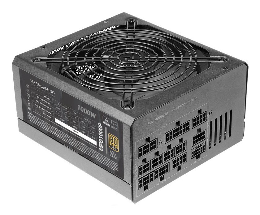 Mars Gaming MPB1000P maitinimo blokas 1000 W 24-pin ATX ATX Juoda