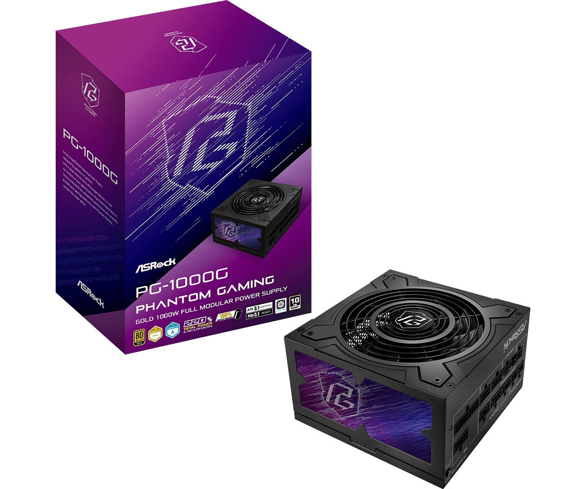 Asrock Phantom Gaming PG-1000G maitinimo blokas 750 W 20+4 pin ATX ATX Juoda