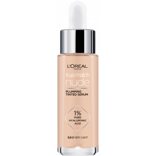 L'Oréal Paris True Match Nude Hyaluronic Tinted Serum Makiažo pagrindas su koncentruotu serumu, 0.5-2 Very Light