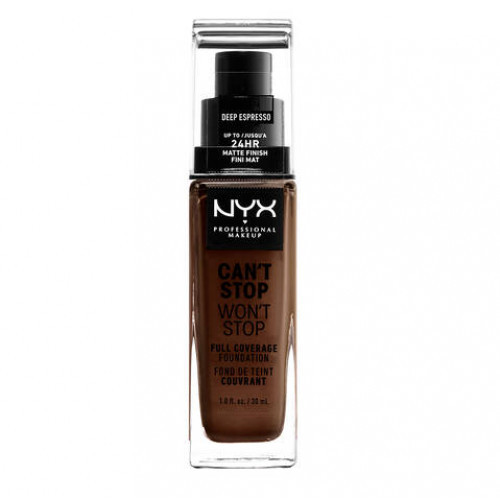 NYX Professional Makeup Can't Stop Won't Stop Full Coverage Foundation Makiažo pagrindas, 24 Deep Espresso