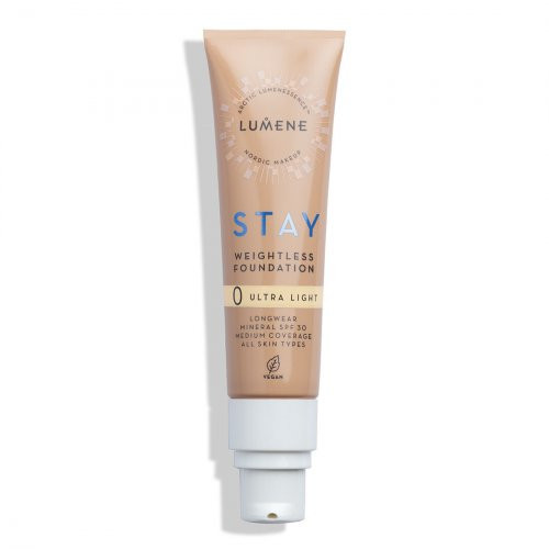 Lumene Stay Weightless Foundation SPF30 Makiažo pagrindas, 0 Ultra Light