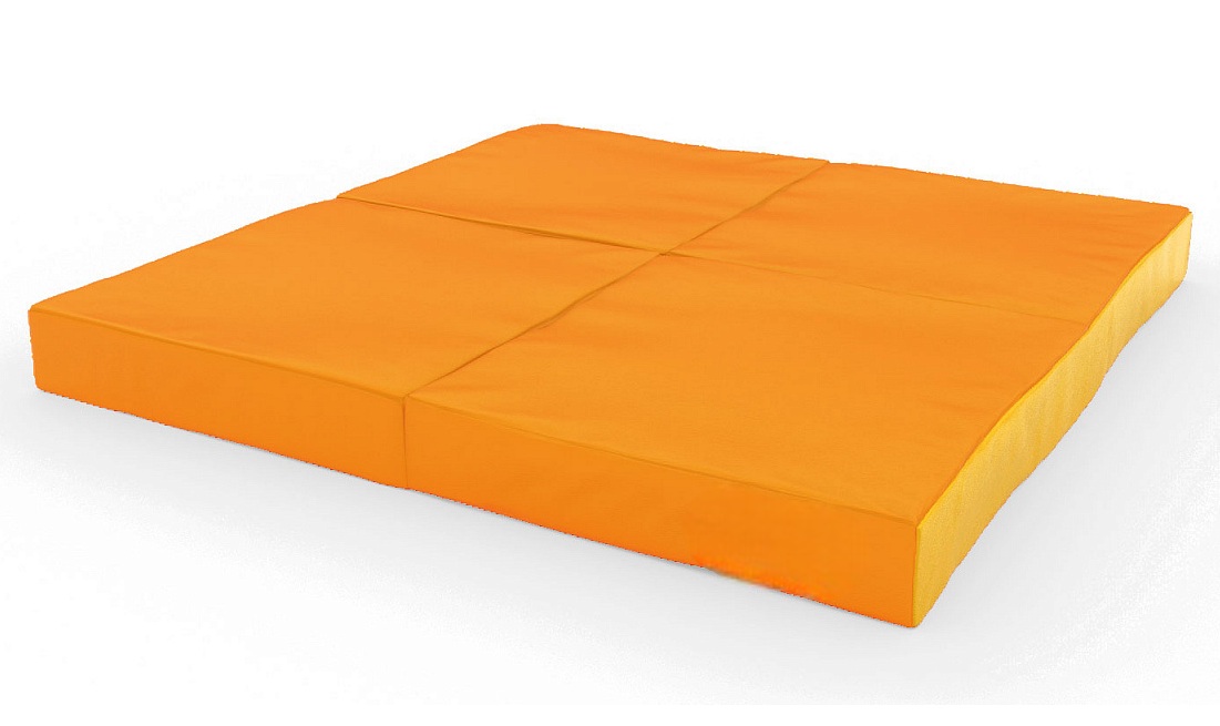Sulankstomas gimnastikos čiužinys SANRO 100x100x10 cm oranžinis-geltonas (4 dalių)