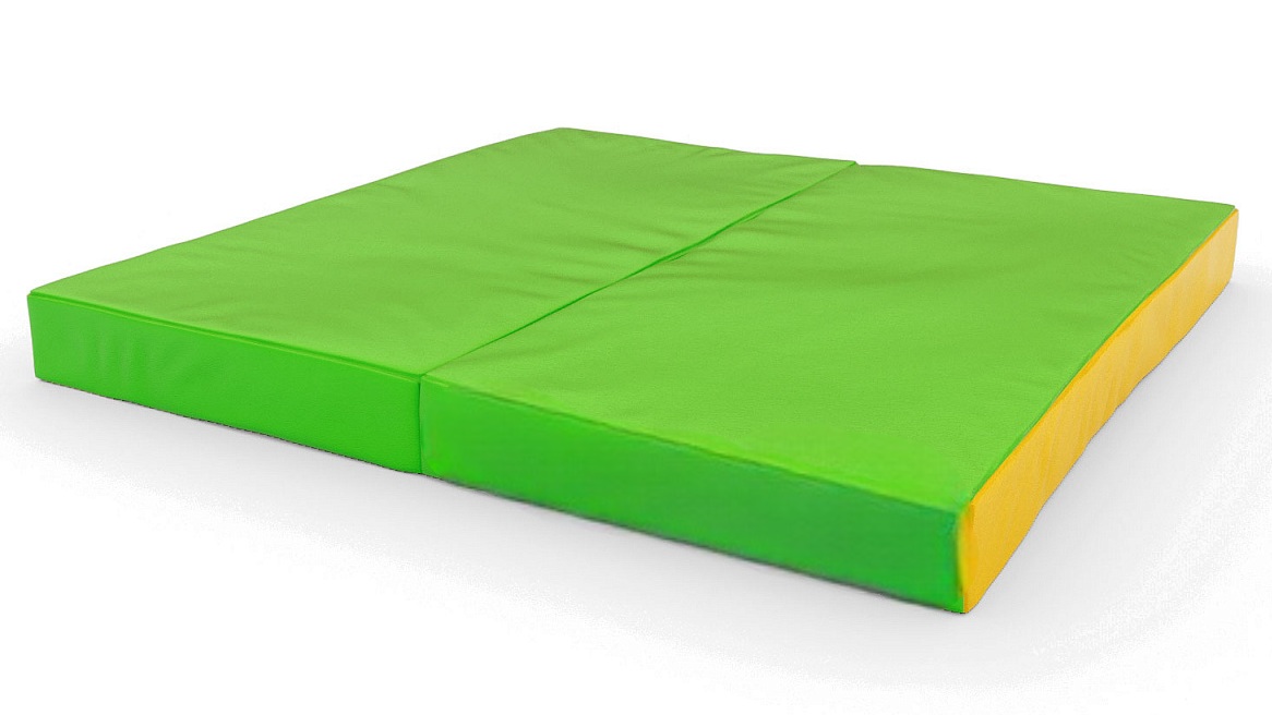 Sulankstomas gimnastikos čiužinys SANRO 100x100x10 cm žaliai-geltonas