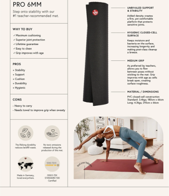 Kilimėlis MANDUKA PRO® Black (Ilgis: 215 cm)