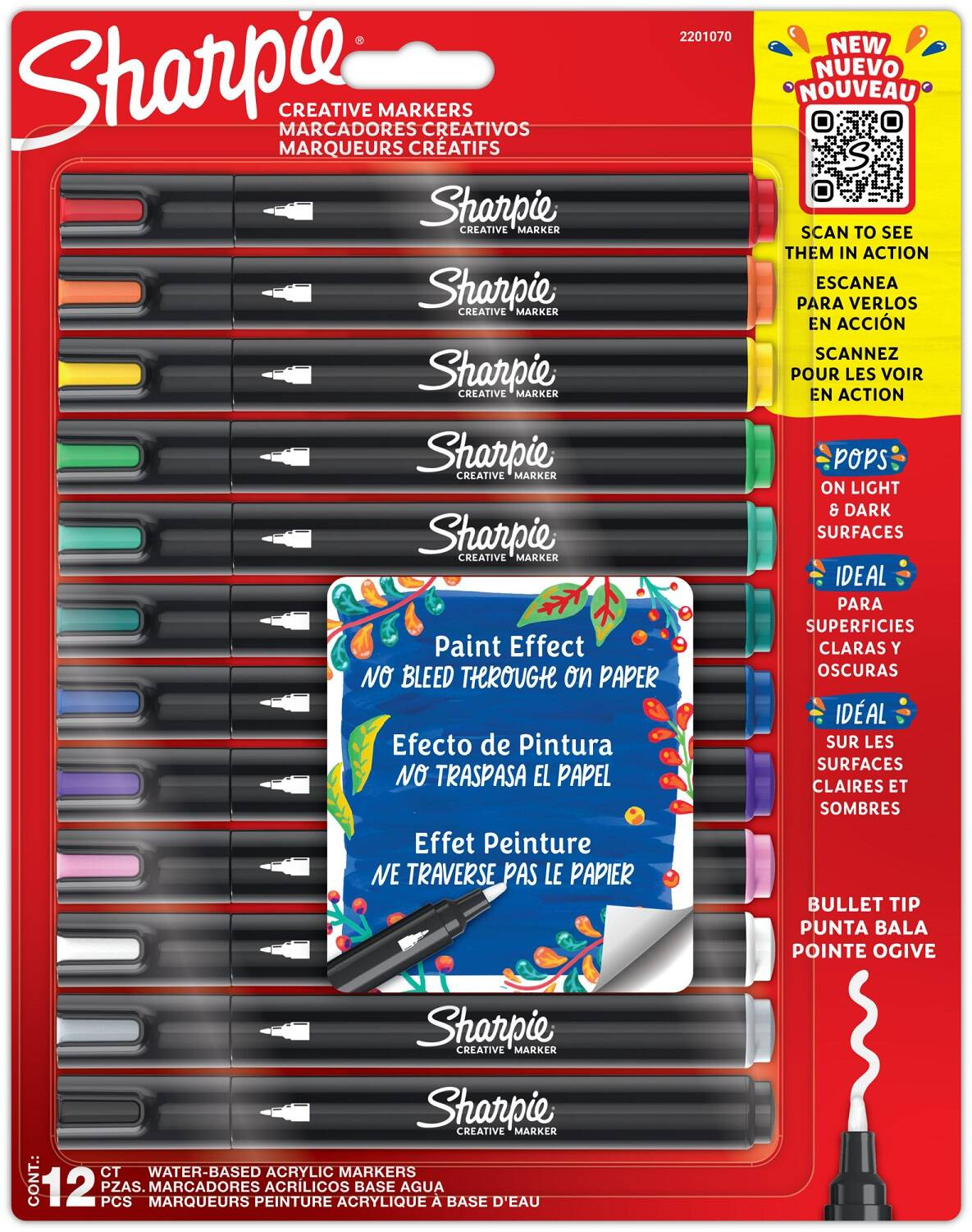 Sharpie kūrybinių akrilinių žymeklių rinkinys 12 spalvų - 2201070