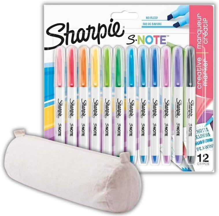 Sharpie spalvotų markerių rinkinys su medvilniniu pieštukų dėklu