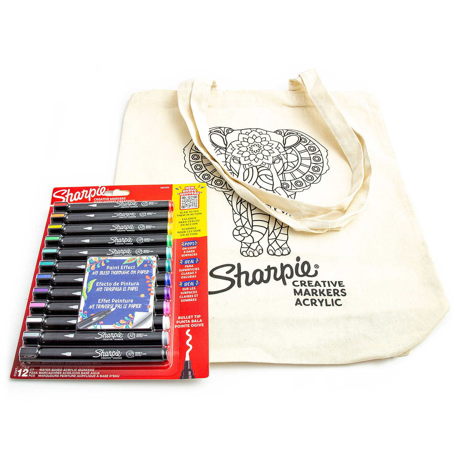 12 spalvų Sharpie Creative akrilo markerių rinkinys su maišeliu Elephant dažymui