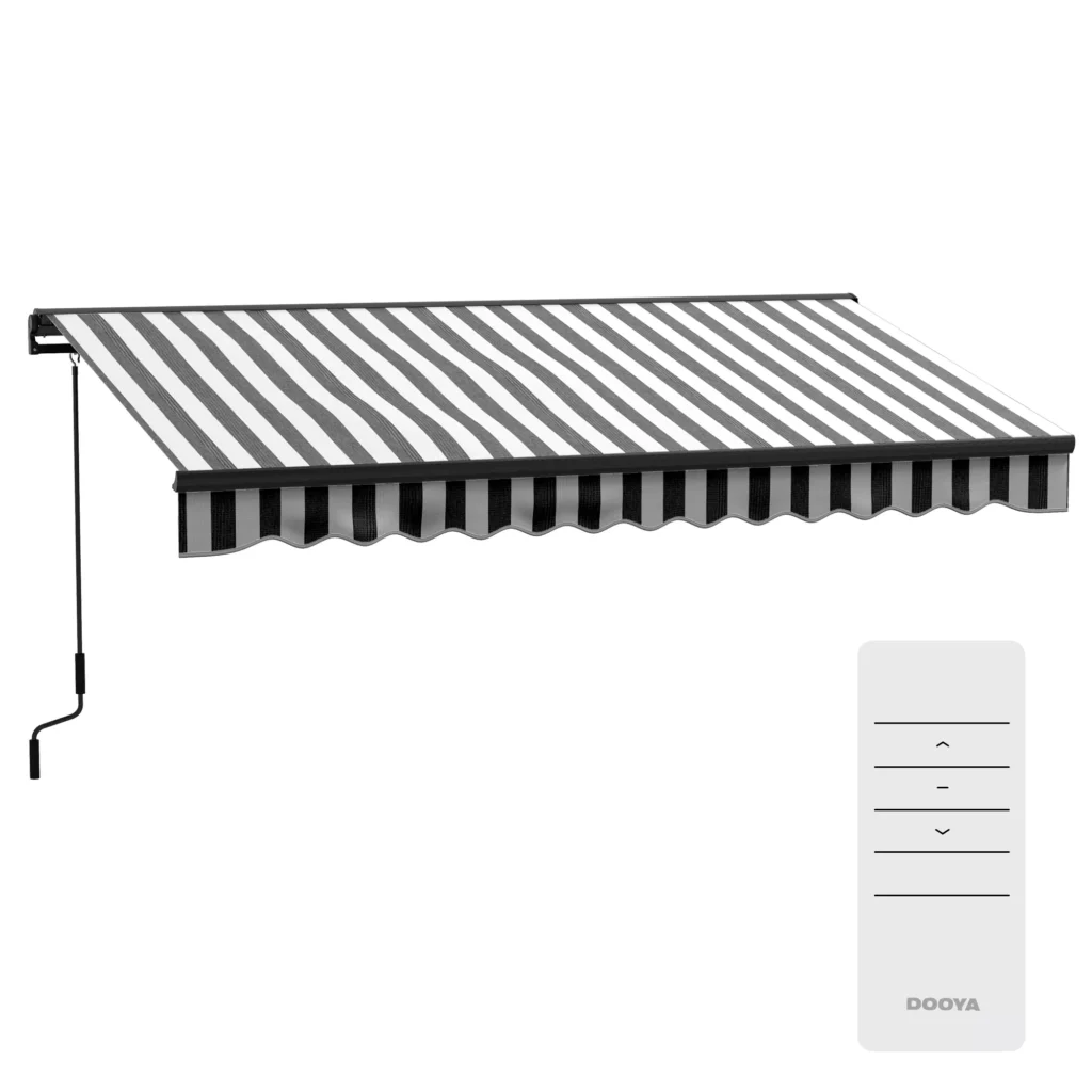 Elektrinė markizė 350x250cm - pilka su balta