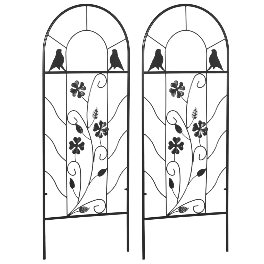2 grotelių rinkinys vijokliniams augalams, metalinis, juodas, 38x98cm
