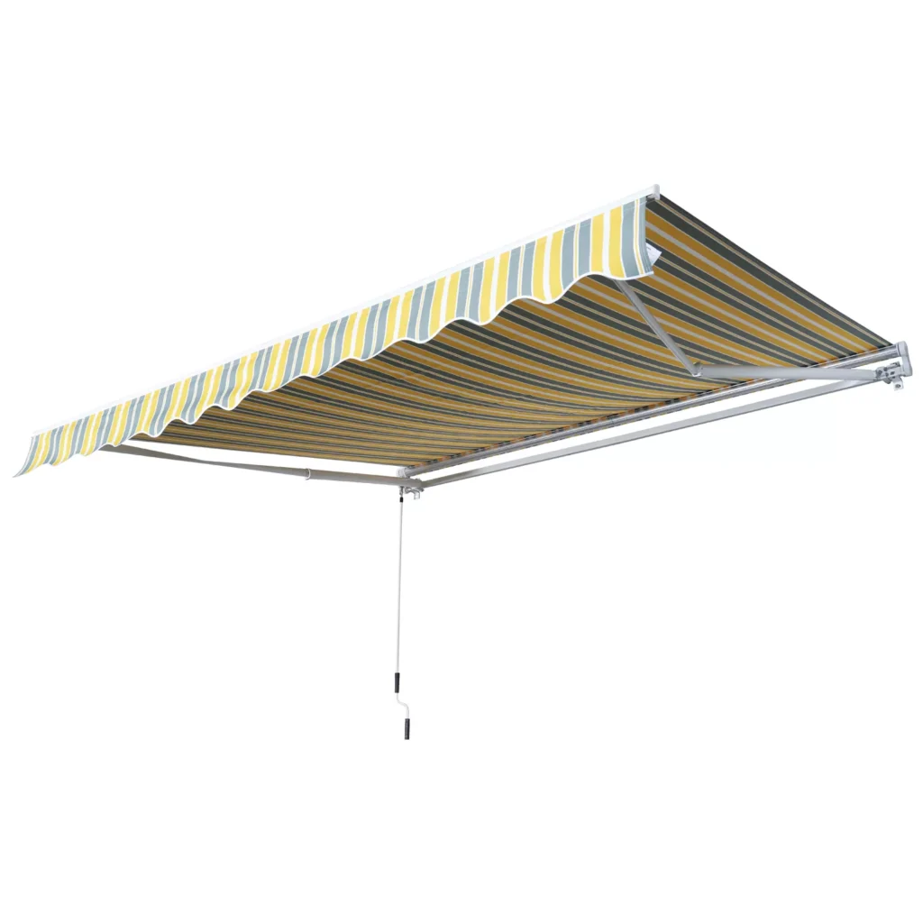 Markizė balkonui, sulankstoma, su rankine rankena, 2,95x2,45 m, geltona/pilka, aliuminis