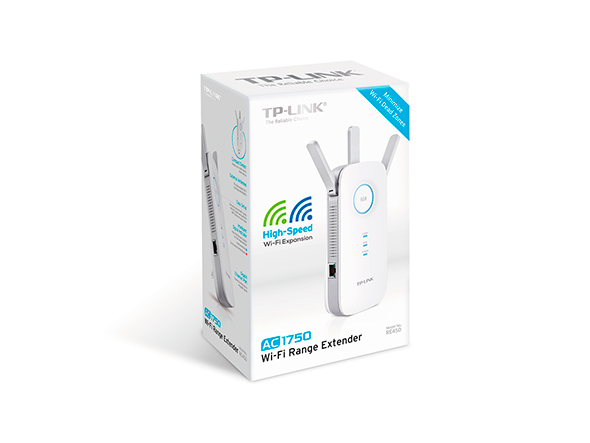 TP-LINK | Extender | RE450 | 802.11ac | 2.4GHz/5GHz | 450+1300 Mbit/s | 10/100/1000 Mbit/s | Ethernet LAN (RJ-45) ports 1 | MU-MiMO No | no PoE | Antenna type 3xExternal