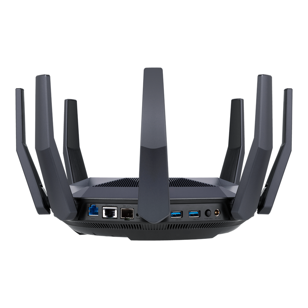 AX6000 Dual Band Router | RT-AX89X | 802.11ax | 4804+1300  Mbit/s | 10/100/1000 Mbit/s | Ethernet LAN (RJ-45) ports 8 | Mesh Support Yes | MU-MiMO Yes | Antenna type 8xExternal | 2xUSB 3.1 Gen 1