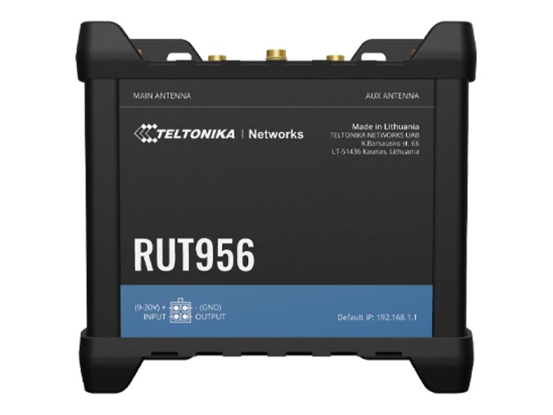 Industrial Router | RUT956 | 802.11n | 10/100 Mbit/s | Ethernet LAN (RJ-45) ports 4 | Mesh Support No | MU-MiMO No | 2G/3G/4G | Antenna type 	2 x SMA for LTE, 2 x RP-SMA for WiFi, 1 x SMA for GNSS | 1x USB 2.0