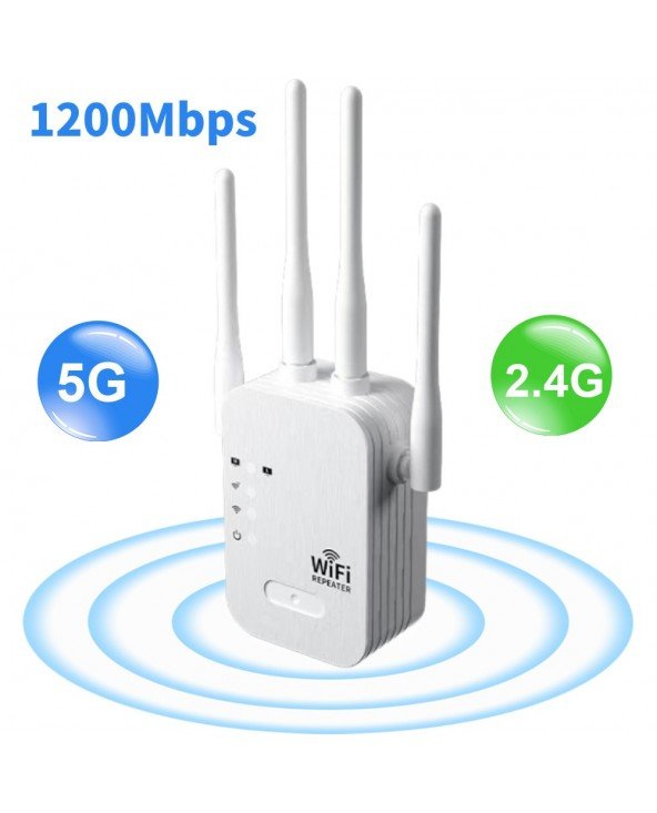 1200Mbps "WiFi" kartotuvas Belaidis WIFI ilgintuvas "WiFi Booster" 5G 2.4G dviejų juostų tinklo stiprintuvas Didelio nuotolio