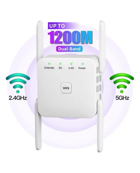 1200Mbps 5Ghz belaidžio WiFi retransliatoriaus 2.4G 5GHz Wifi signalo stiprintuvas Extender Router Network Wlan WiFi