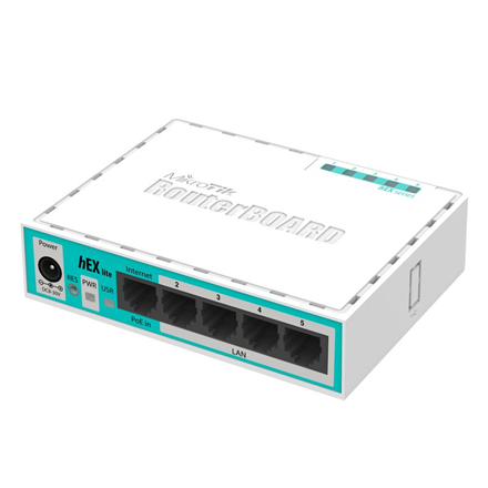 Maršrutizatorius MikroTik Router RB750R2 hEX lite 10/100 Mbit/s, Ethernet LAN (RJ-45) ports 5