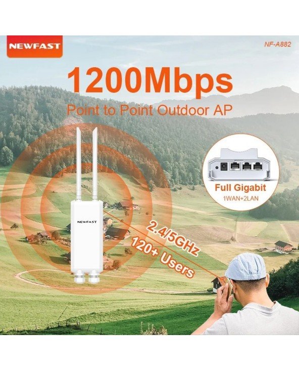 NEWFAST 1200Mbps lauko WIFI maršrutizatorius/AP didelės galios ilgo nuotolio plėstuvas kartotuvas belaidis signalas WIFI